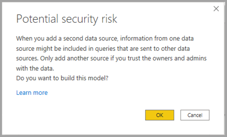 Screenshot showing Security warning.