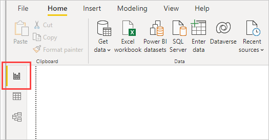 Screenshot von Power BI Desktop mit der ausgewählten Berichtsansicht