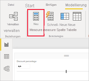 Screenshot of the New Measure button highlighted in Power BI Desktop.