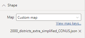 Screenshot of custom map dropdown to choose districts.