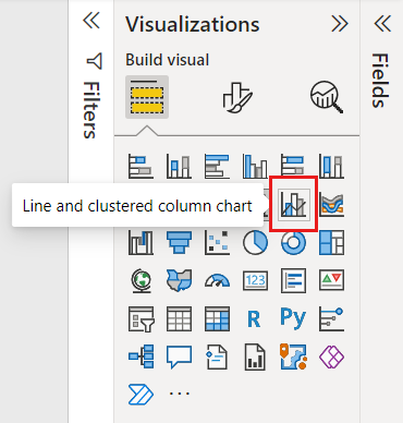 Screenshot des Symbols für das Linien- und gruppierte Säulendiagramm im Bereich „Visualisierungen“.