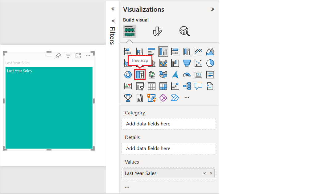 Screenshot that shows how to convert the visual to a treemap.