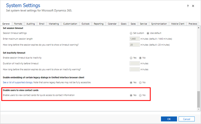 Benutzer für das Anzeigen von Kontaktkarten aktivieren
