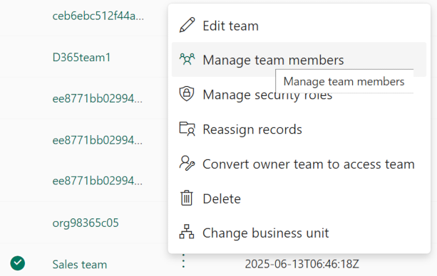 Screenshot der Teammitgliederverwaltung.