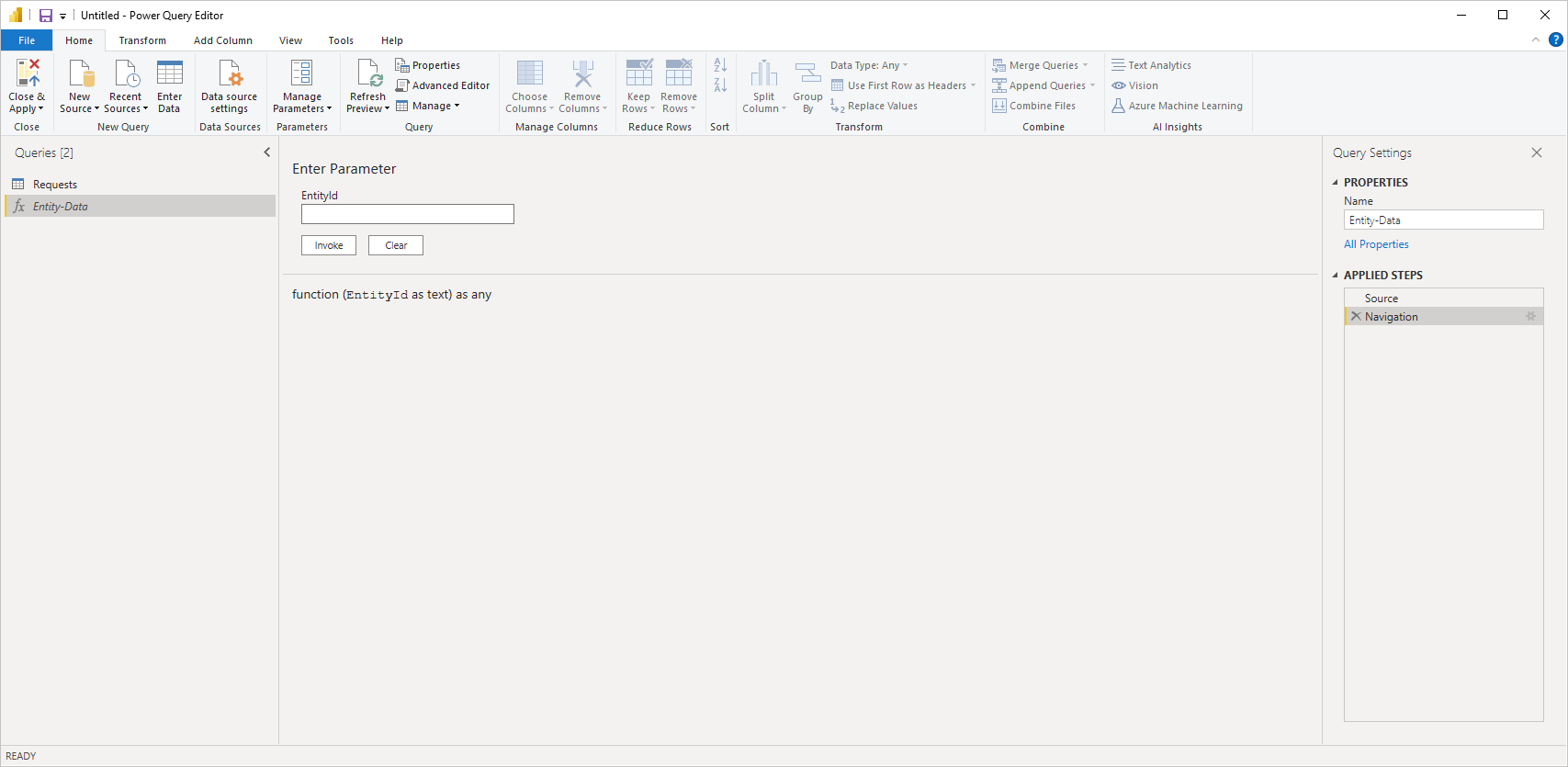Laden oder Transformieren von Daten in automy Data Analytics.
