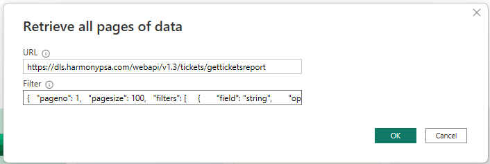 Screenshot zeigt das Abrufen aller Seiten von Daten für CloudBluePSA.