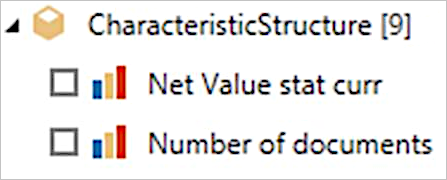 Abbildung des Navigators, der nur den Net Value Stat Curr und die Anzahl der angezeigten Dokumente anzeigt.