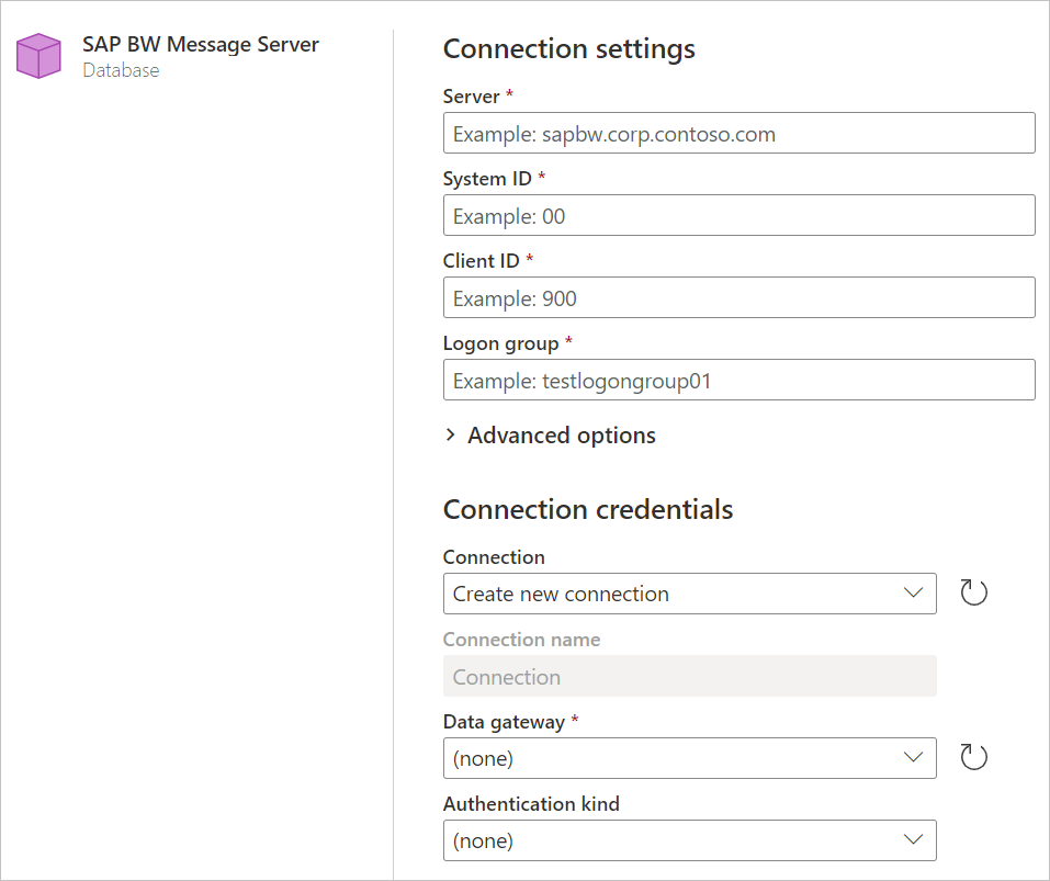 Onlineanmeldung für SAP BW Message Server.