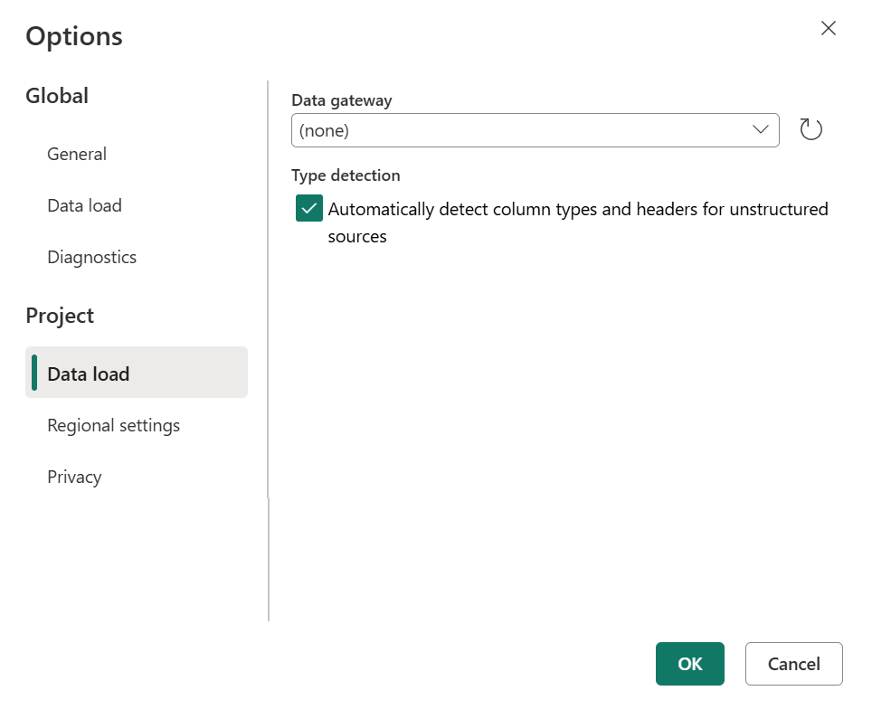 Option Datentyp automatisch erkennen in den Projektoptionen.