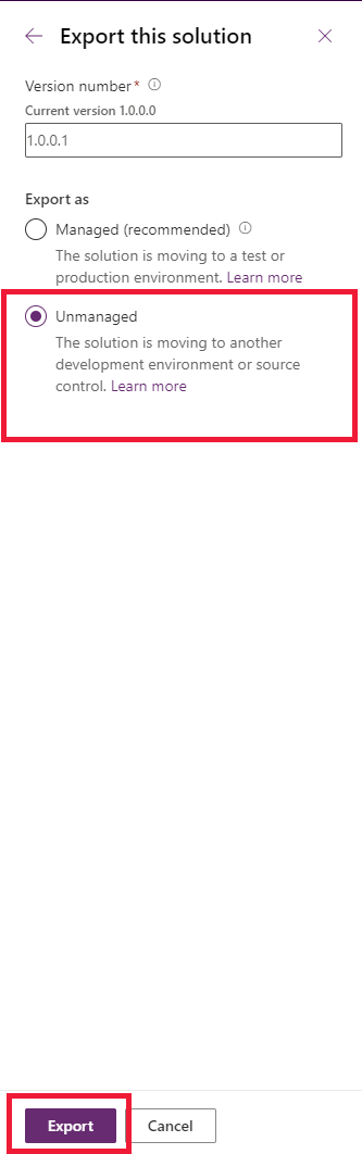 Nicht verwaltete Lösung Nicht verwaltete Lösung.