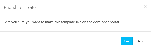 Screenshot, der zeigt, wo Sie „Ja“ auswählen, um die Vorlage zu veröffentlichen
