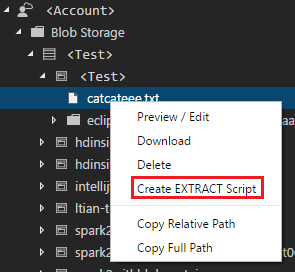 Befehl „Create EXTRACT Script“ aus dem Kontextmenü
