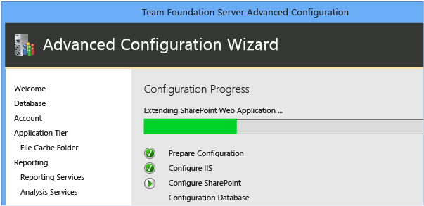 The wizard applies your configurations