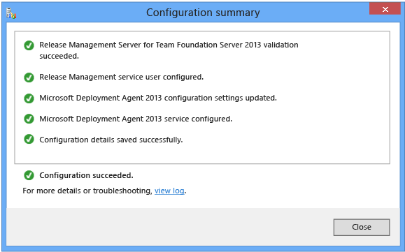 Configuration summary page