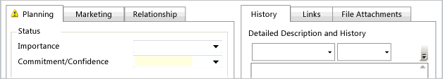 Custom form showing two groups of 6 tabs
