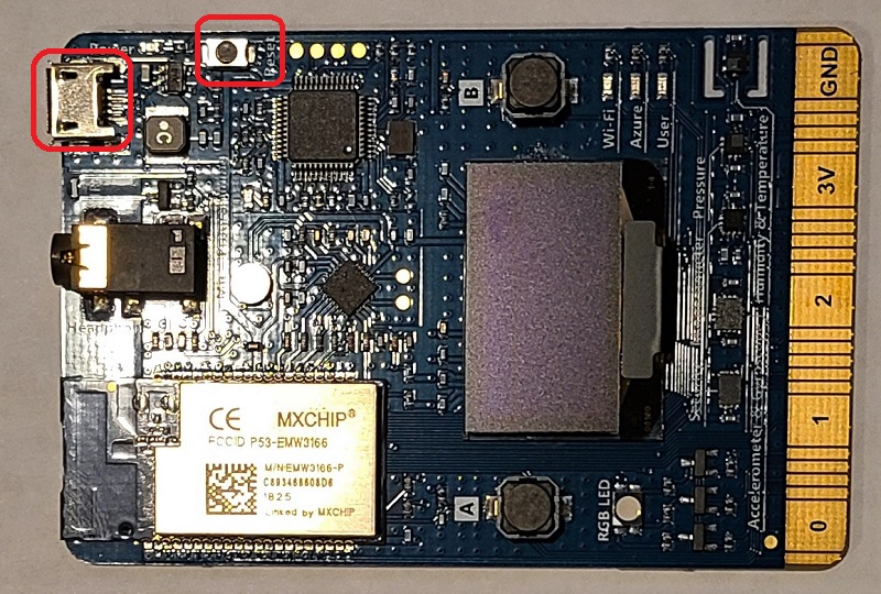 Lokalisieren Sie die Schlüsselkomponenten auf dem MXChip-DevKit-Board