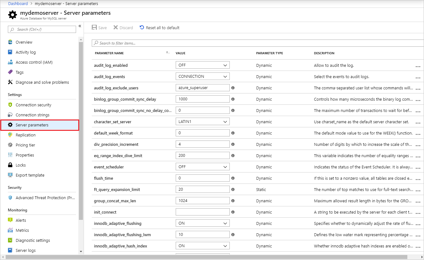 Serverparameter