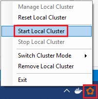 Abbildung 1: Starten des lokalen Clusters