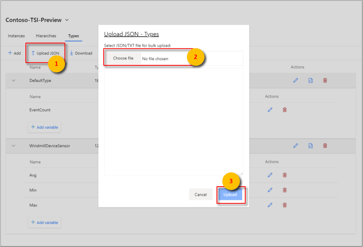 Bulk types uploading options.