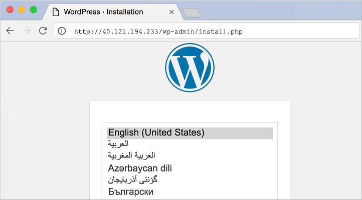 WordPress-Startbildschirm