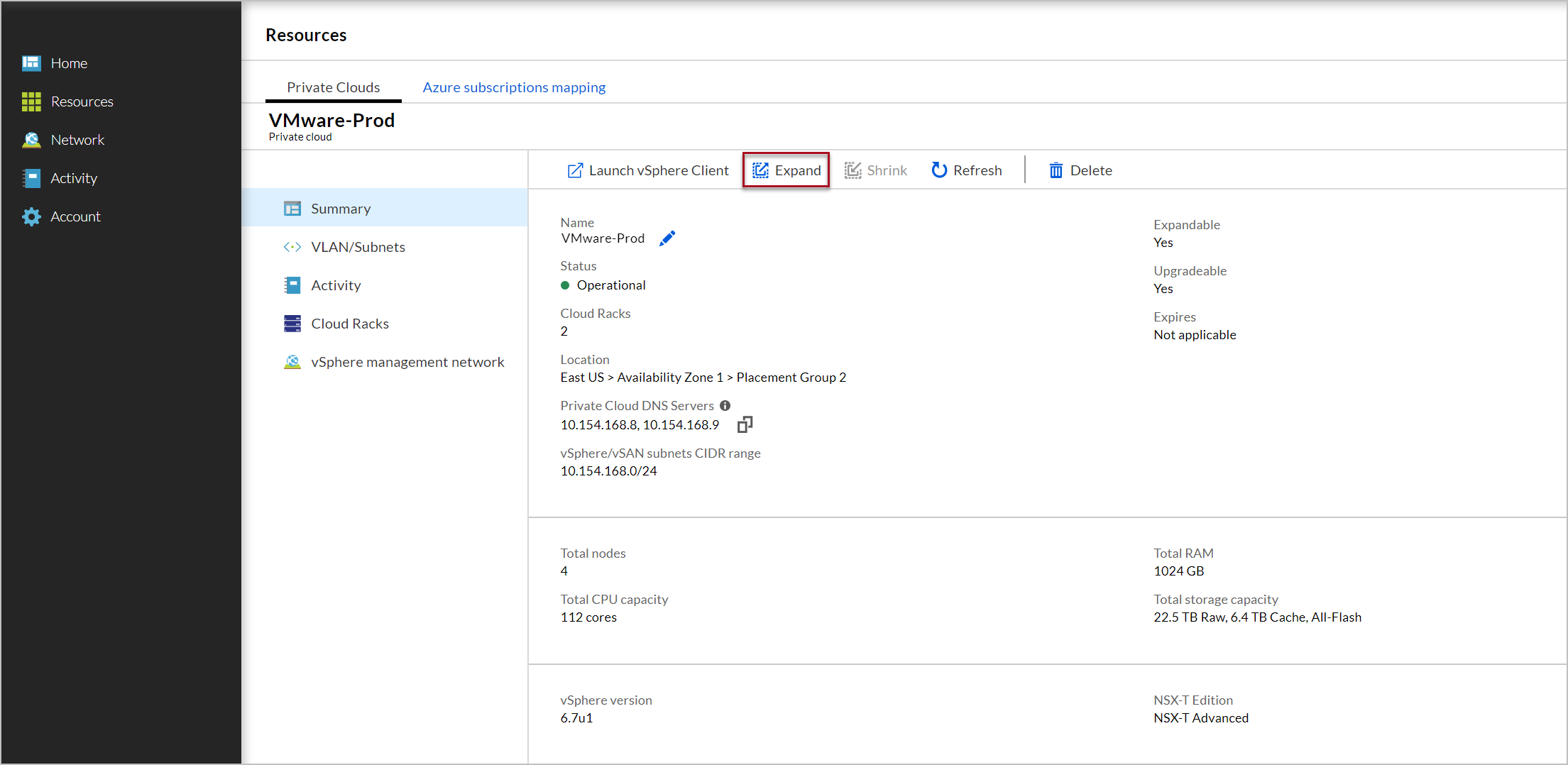 Erweitern der privaten Cloud