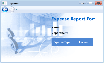 Bildschirmabbildung für ExpenseIt-Beispiel