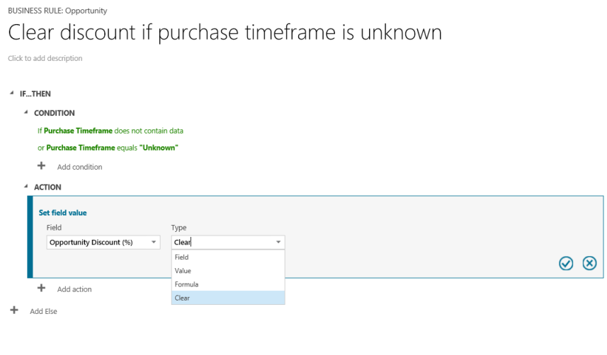 Aktion zum Löschen des Felds in Dynamics CRM