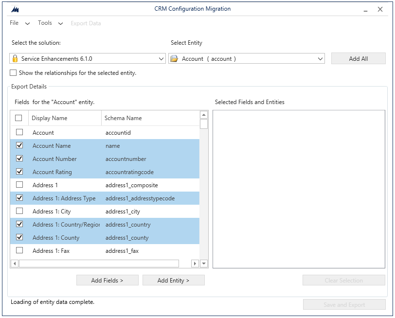 Schema der in CRM zu exportierenden Daten erstellen