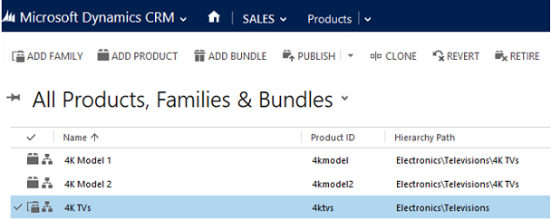 Create a product family in Dynamics 365