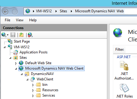 The NAV Web client structure on IIS