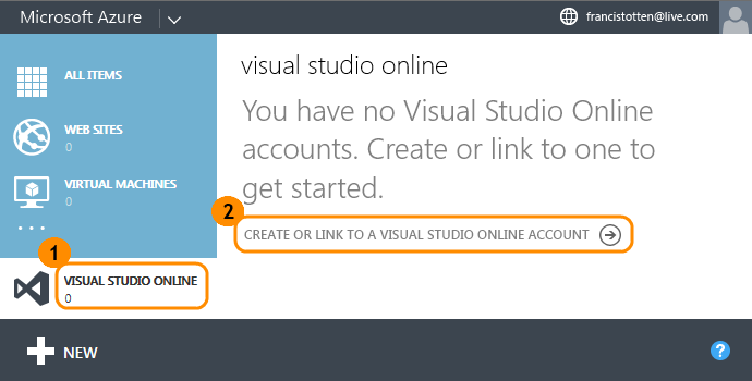 Link your Visual Studio Online account to your Azure subscription 
