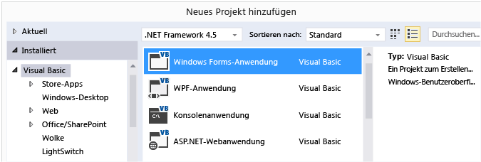 Windows Forms-Anwendungsprojekt