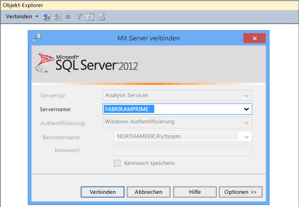 Mit Analysis Services-Datenbank verbinden