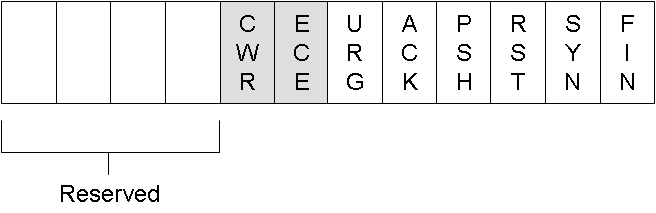 The ECE and CWR flags in the TCP header