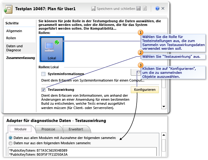 Konfigurieren der Testauswirkungsanalyse