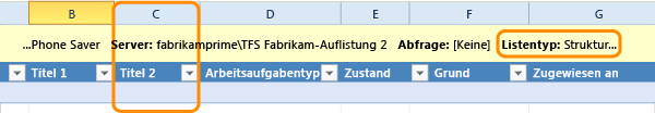 Mit TFS verbundene, leere Strukturliste