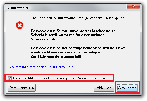Zertifikatfehler.