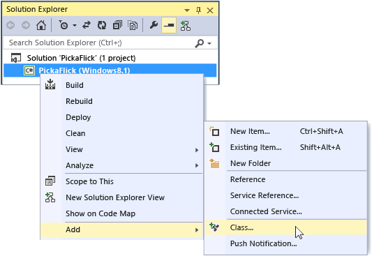 Visual Studio - Klasse hinzufügen