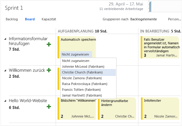 Aufgabe einer bestimmten Person zuweisen