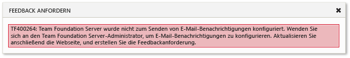 Error message about email notifications not configured