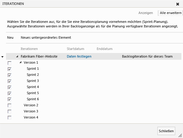 Scrum verwenden für vordefinierte Iterationen/Sprints