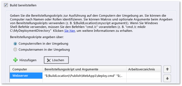 Fügen Sie die Bereitstellungsskripts hinzu.