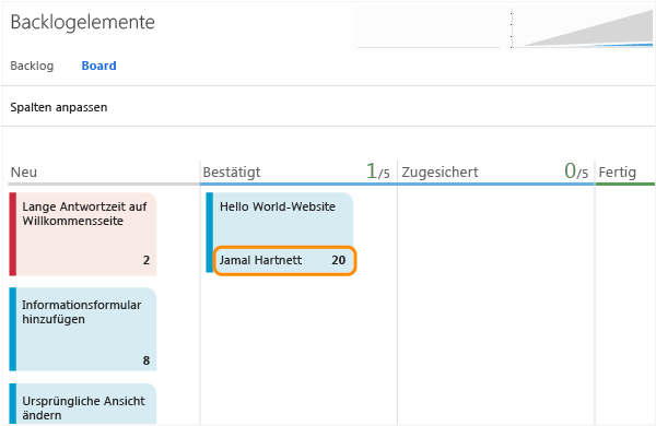 Dem Element einen Besitzer oder eine Schätzung zuweisen