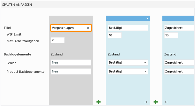 Sie können die Spaltennamen ändern