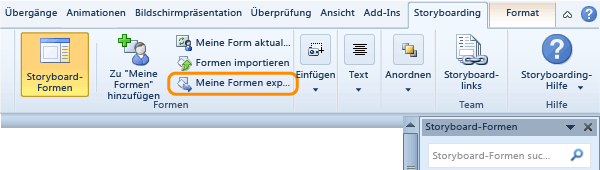 Benutzerdefinierte Formen exportieren
