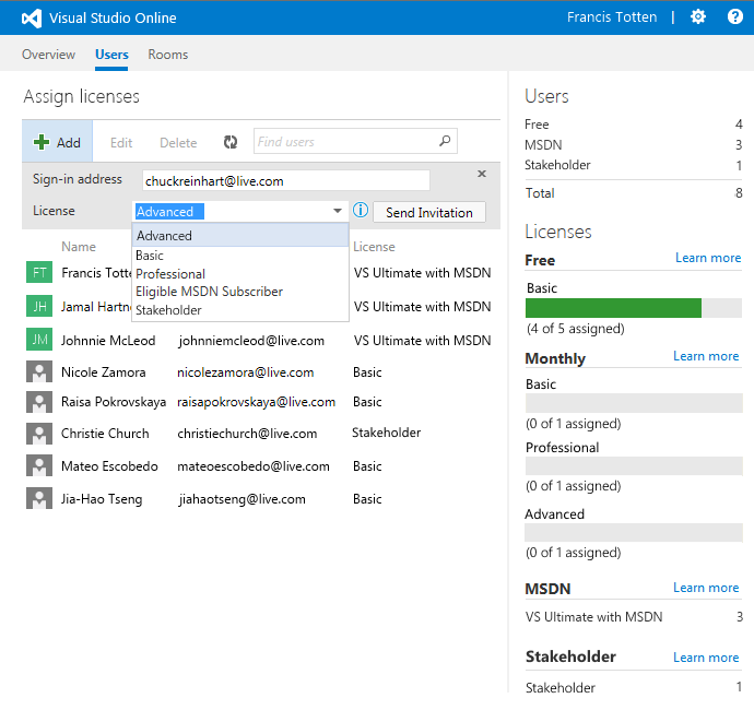 Add users and assign additional licenses