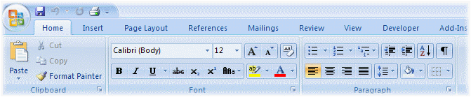Abbildung 1: Die Multifunktionsleisten-Benutzeroberfläche in Office 2007-Anwendungen