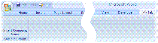 Abbildung 6: Multifunktionsleisten-Benutzeroberfläche mit einer Registerkarte, die mit einem COM-Add-In hinzugefügt wurde