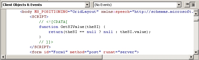 Script in HTML view