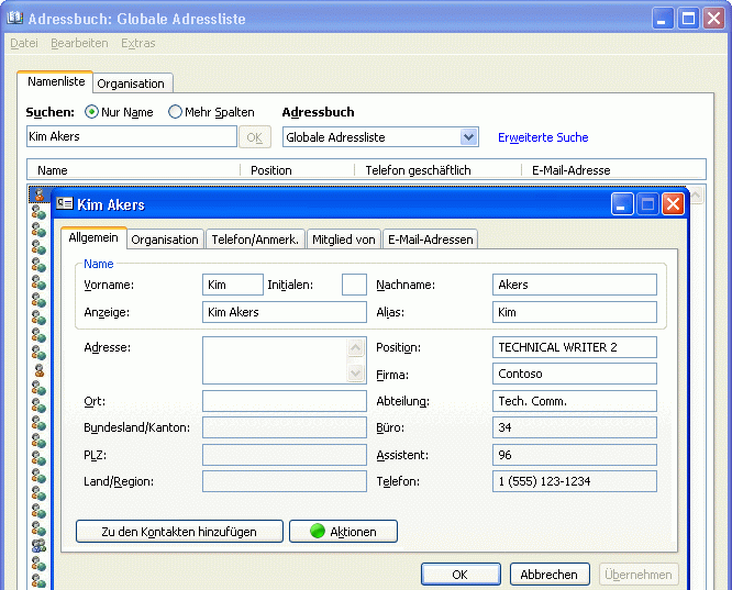 Standarddetailvorlage in Outlook 2007